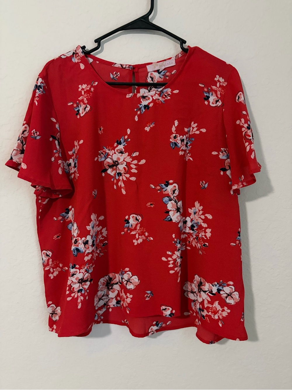 Rewind Red Floral Flutter Sleeve Blouse